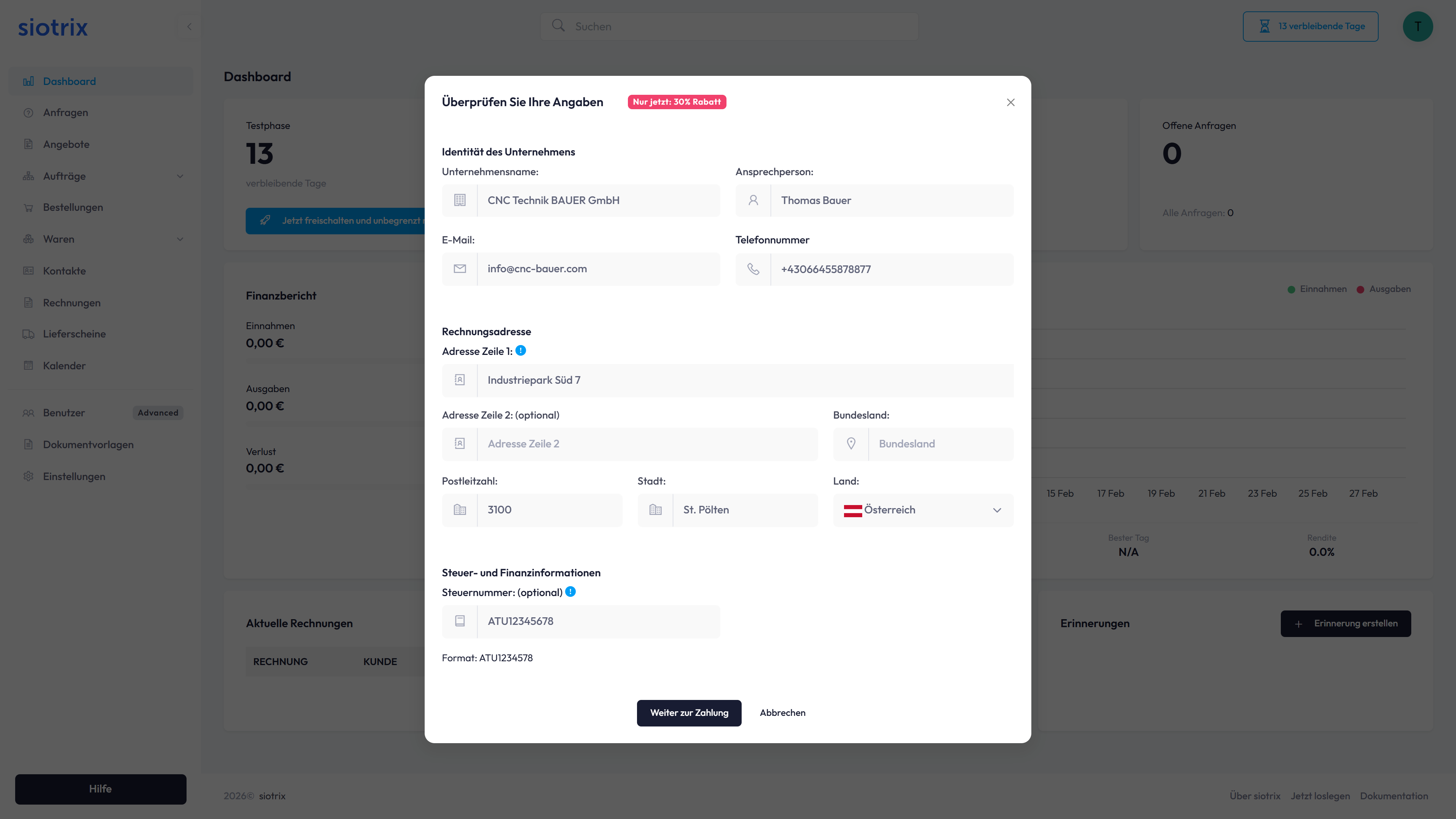 Rechnungsinformationen
