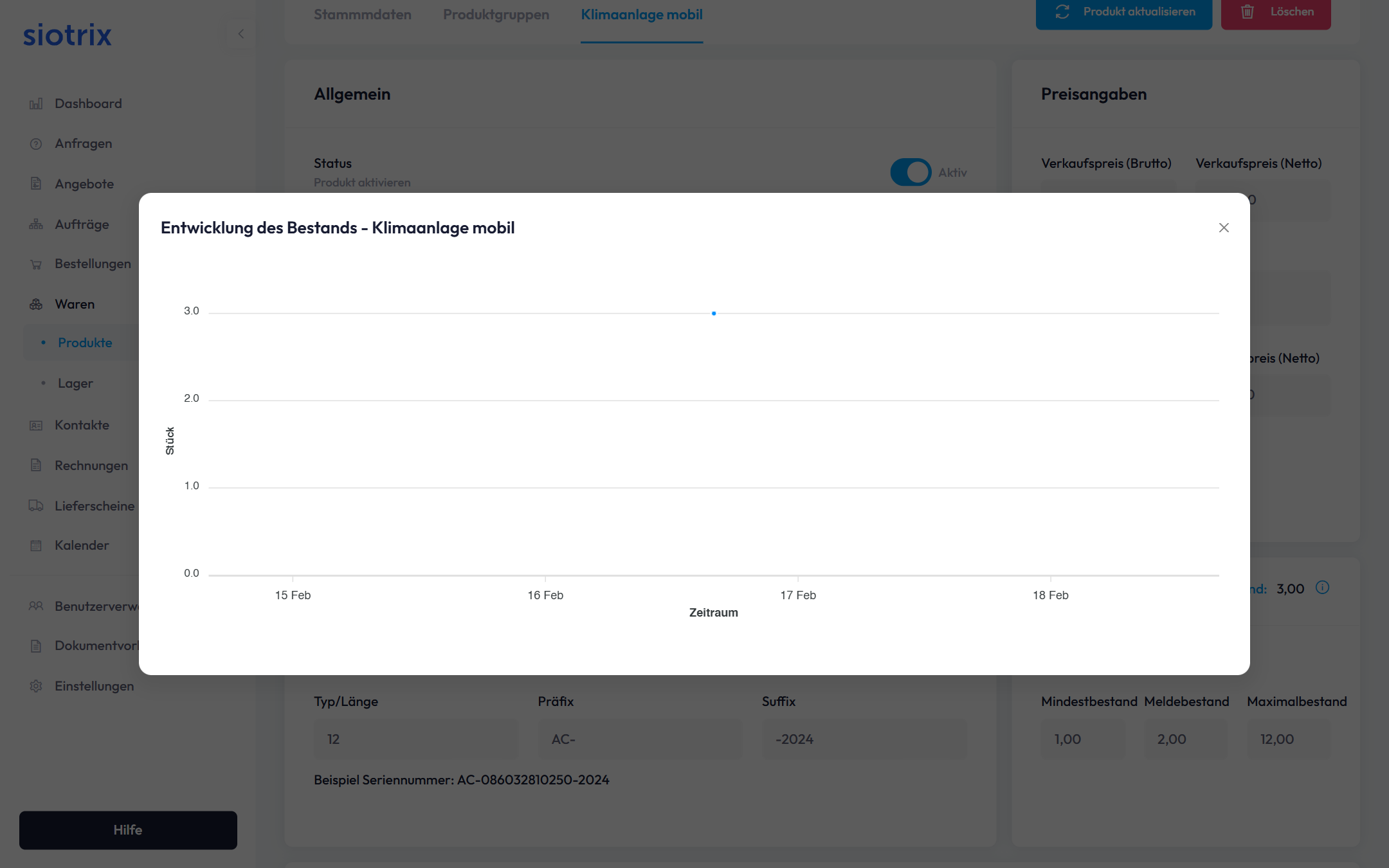 Entwicklung des Bestands