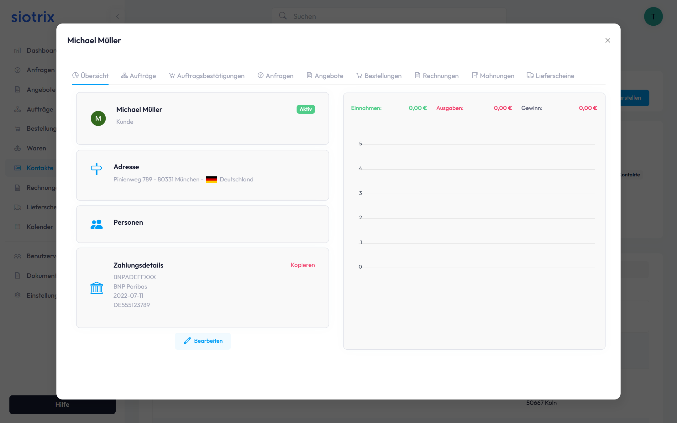 Bestellung mit Kontakt
