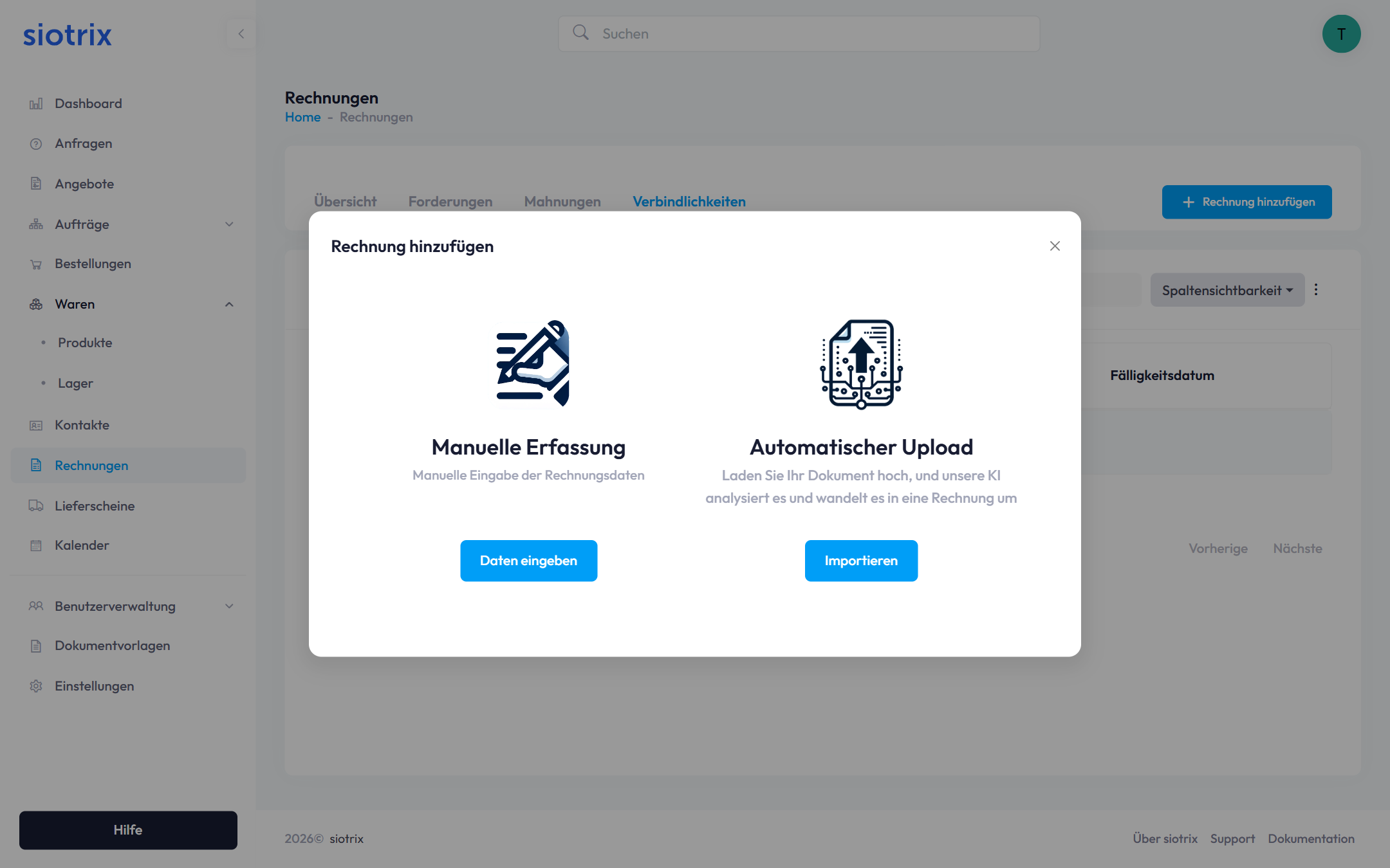 Erfassungsmethode wählen