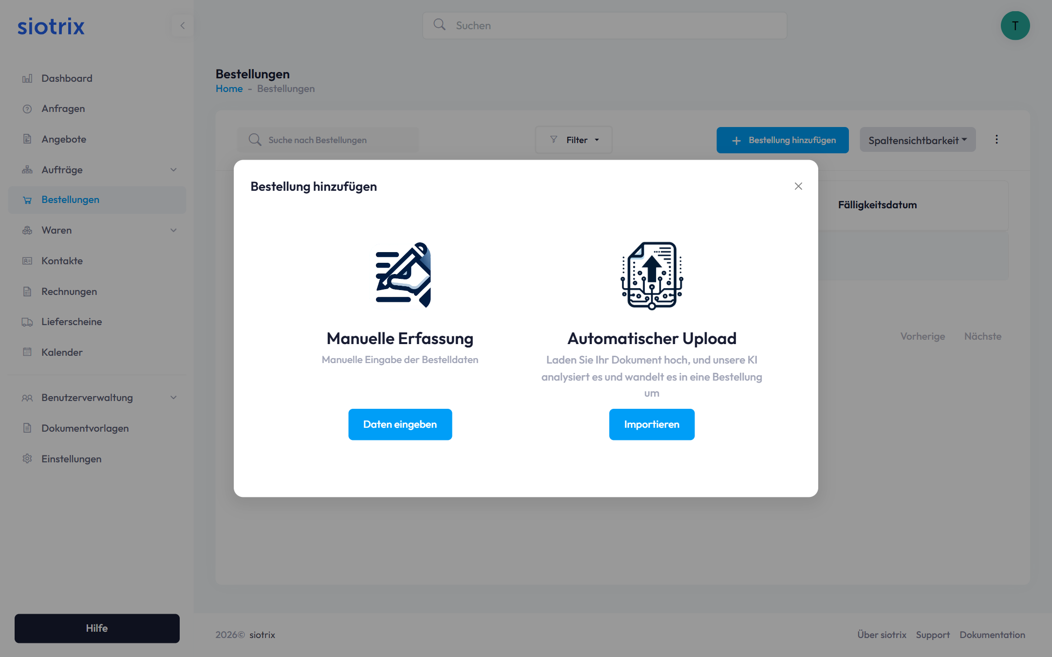 Erfassungsmethode wählen