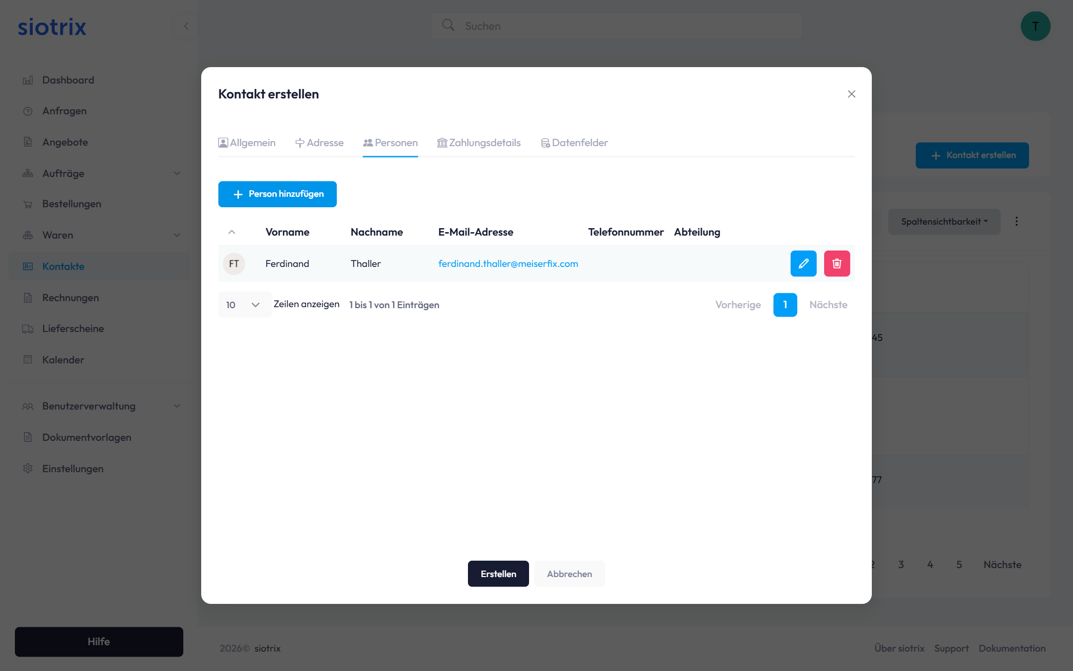 Kontakt Dialog - Personen