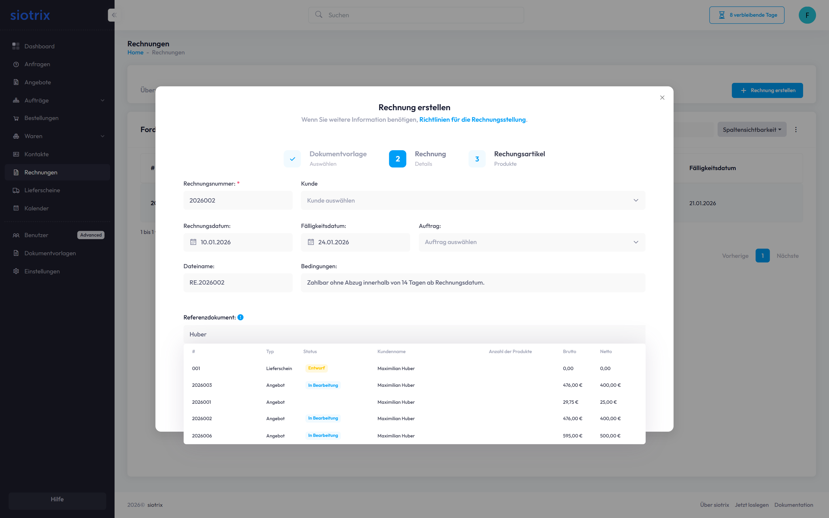 Referenzdokument suchen