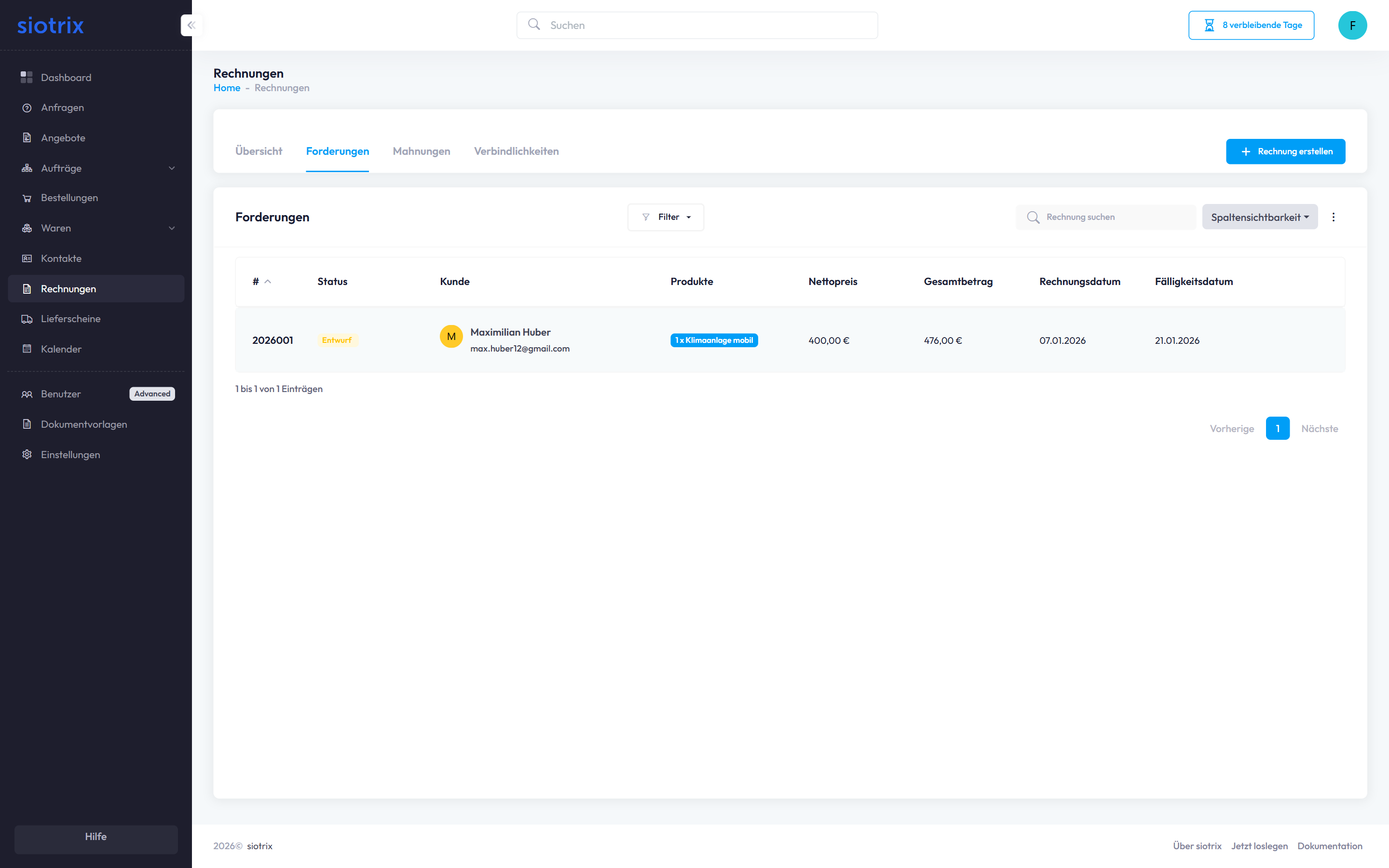 Rechnungen Übersicht