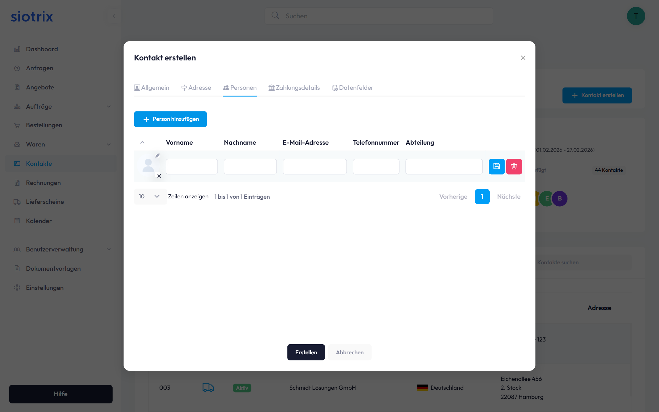Ansprechpartner-Verwaltung