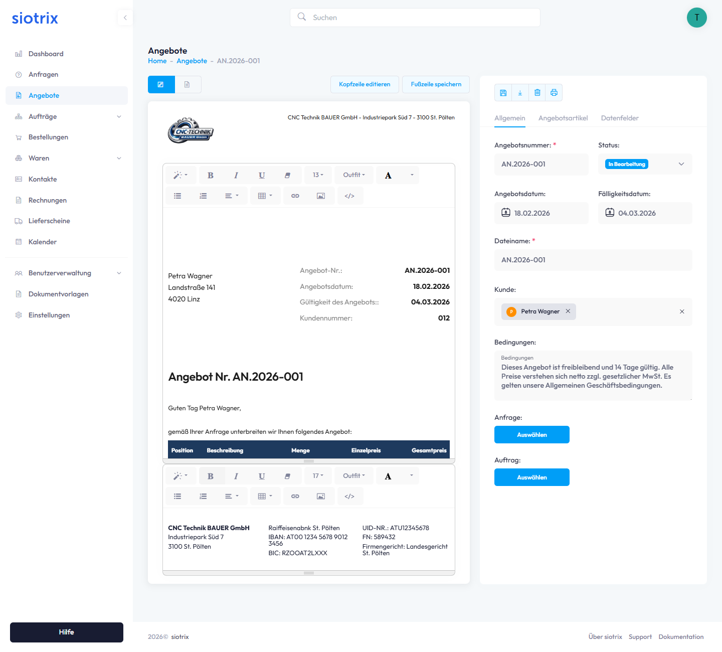 Fußzeile bearbeiten