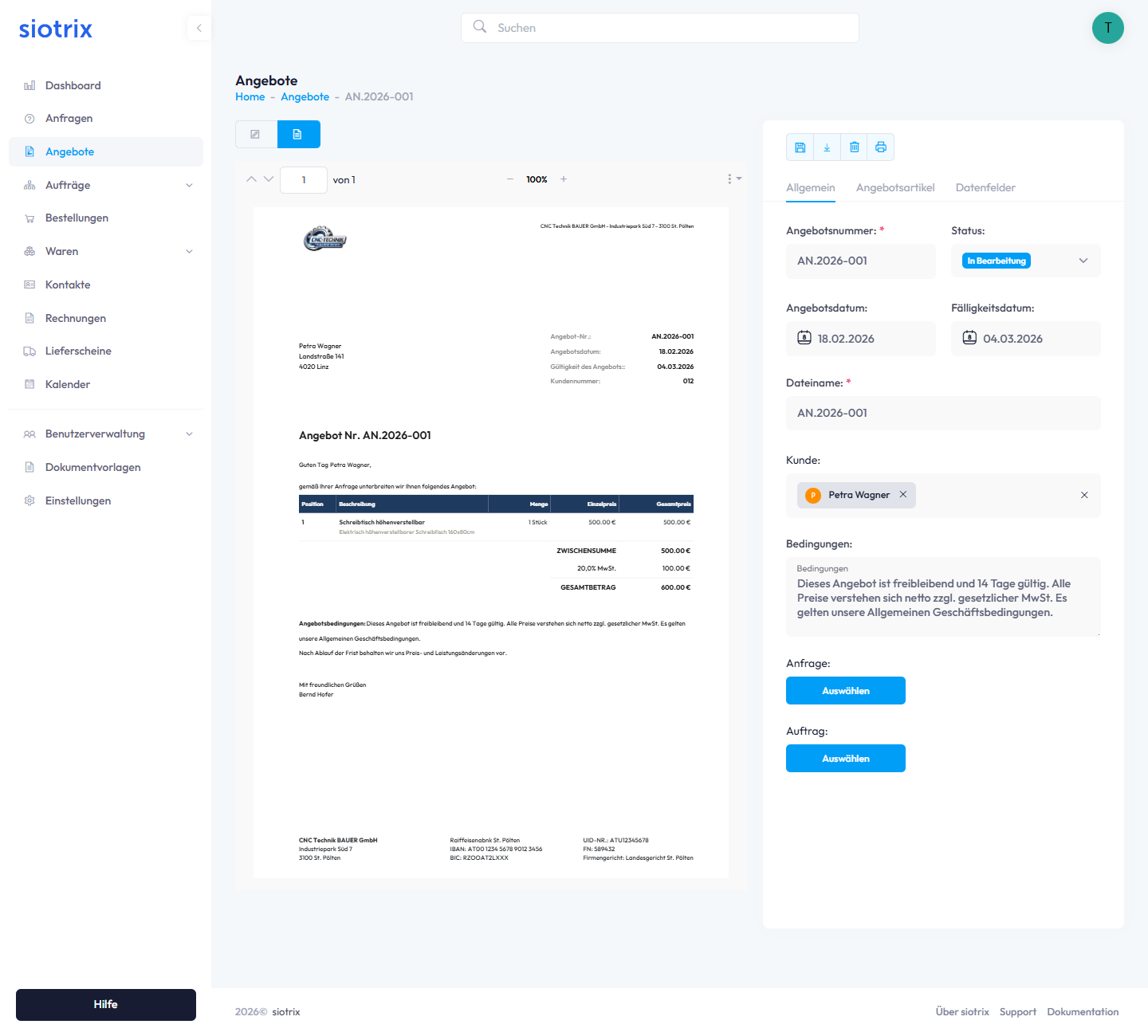 Angebot Detailansicht