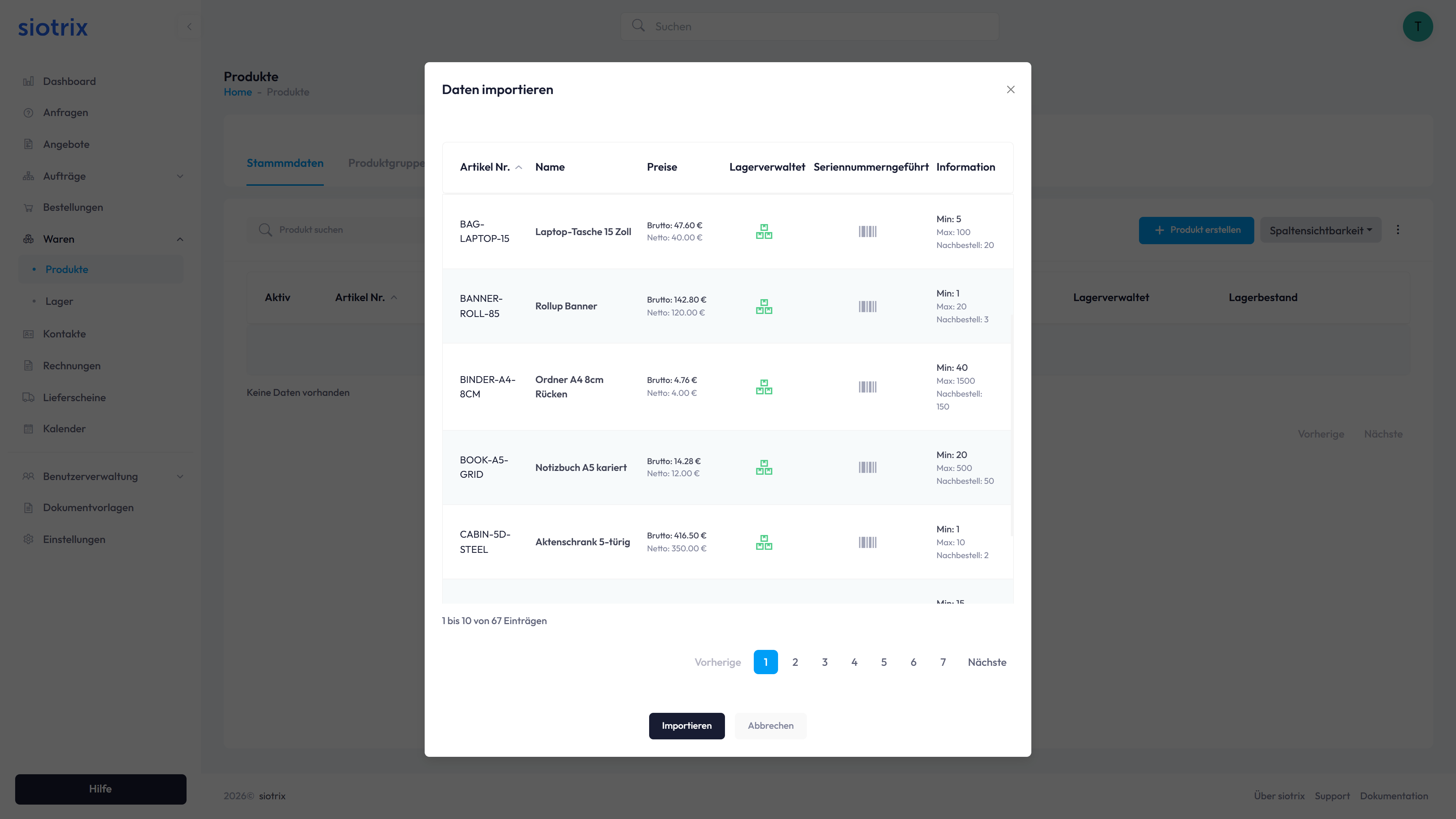 Produkt-Import Schritt 3