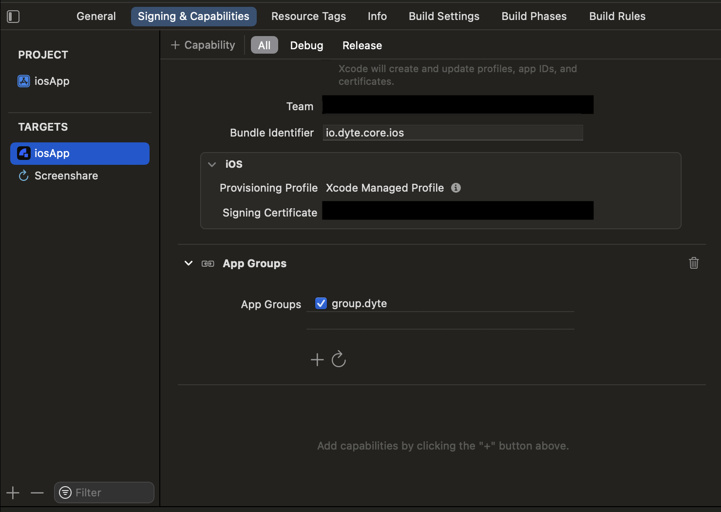 meeting UI screenshot with labeled parts