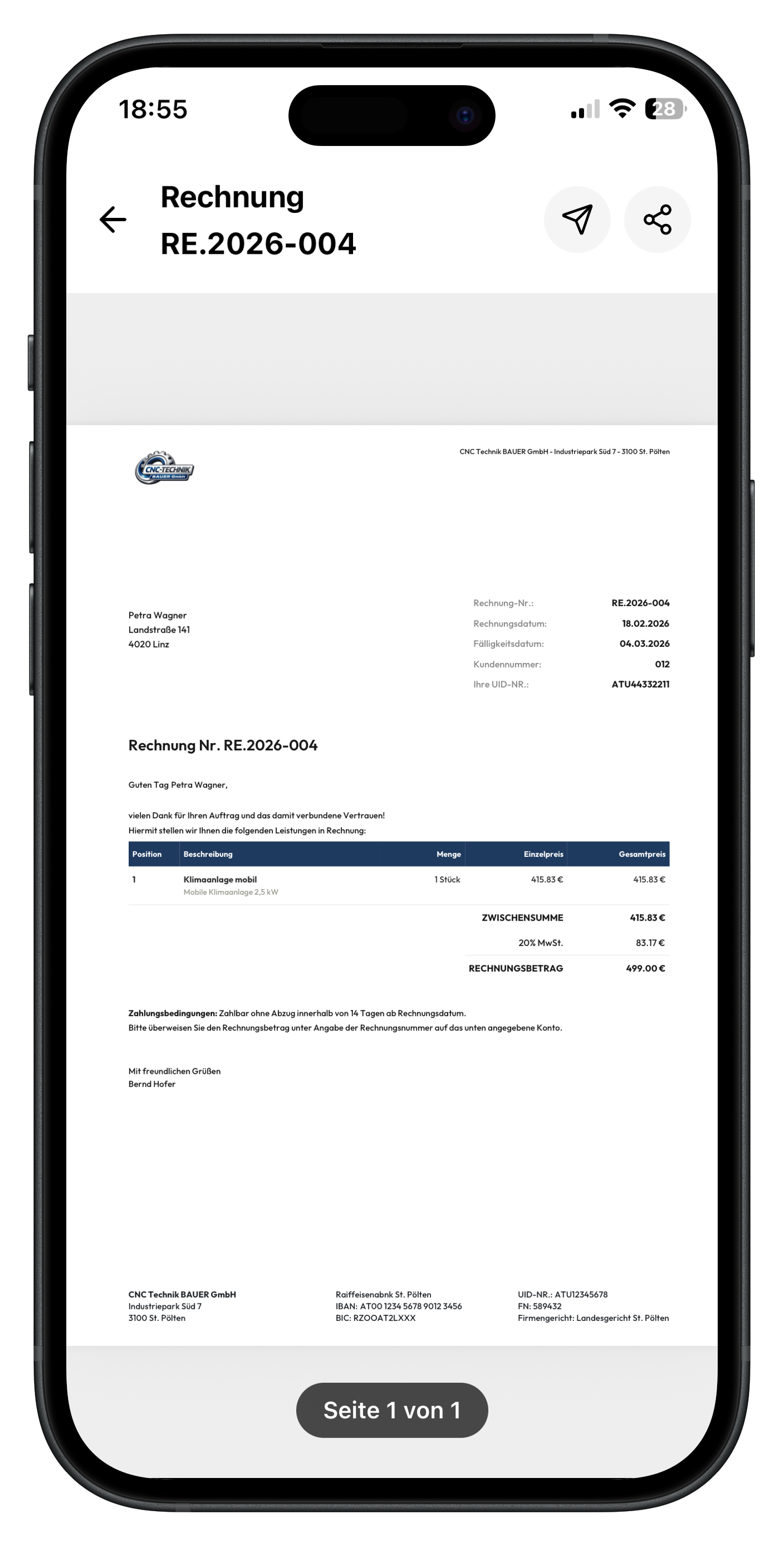 PDF Rechnungsvorschau